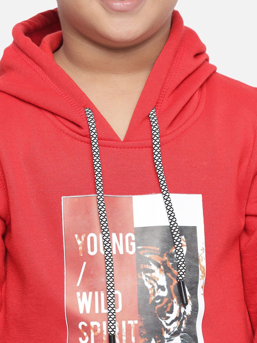 Kotty Boys Red Printed Fleece Sweatshirt