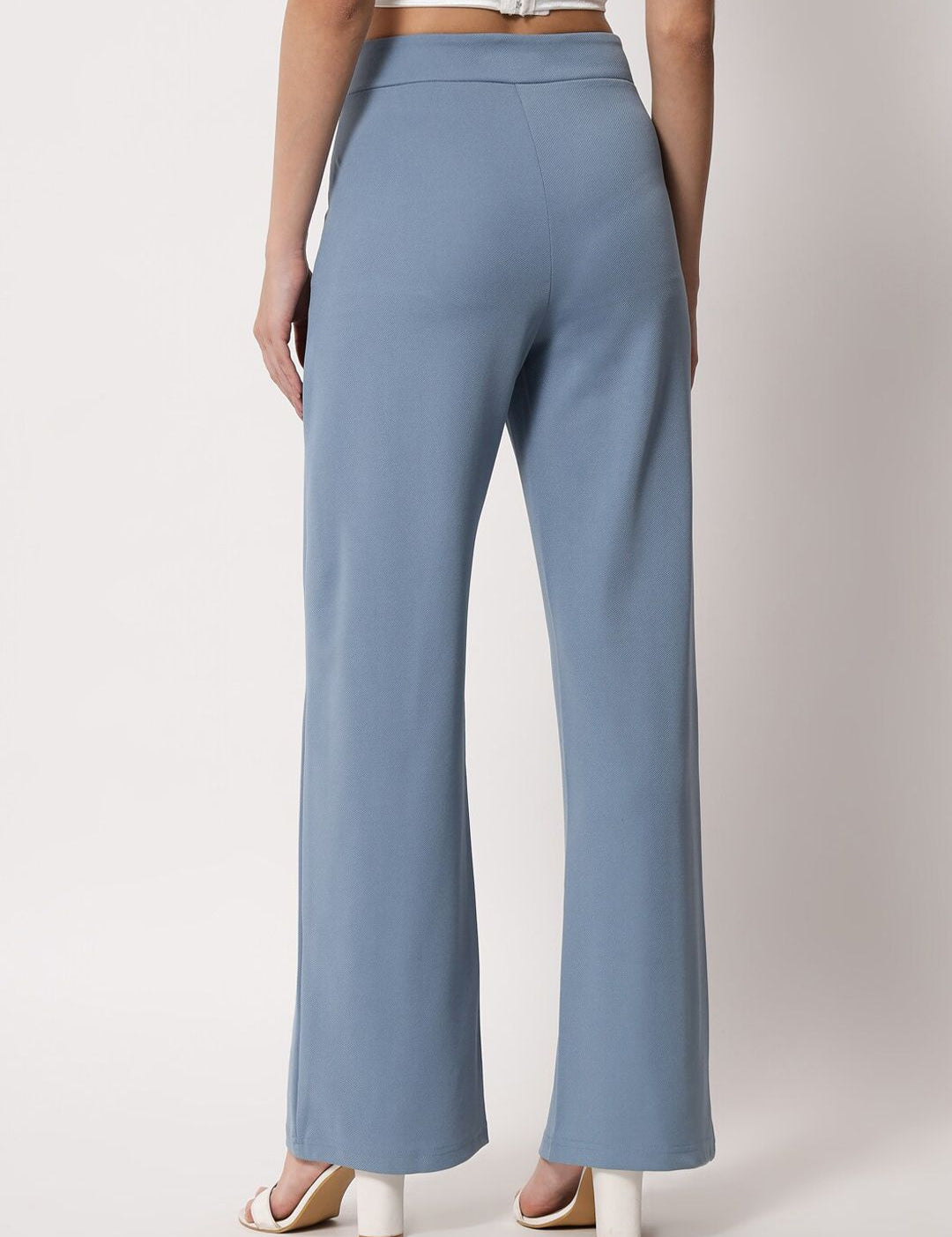 Kotty Women Blue Relaxed Straight Fit High-Rise Easy Wash Trouser