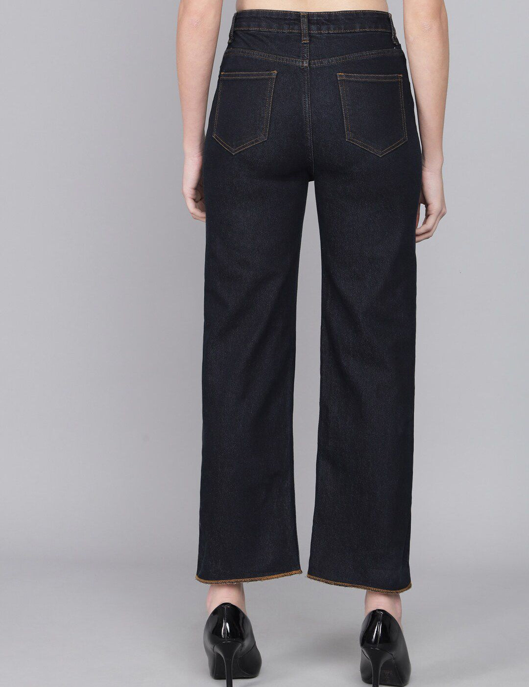 Kotty Women Black Flared High-Rise Mildly Distressed Jeans