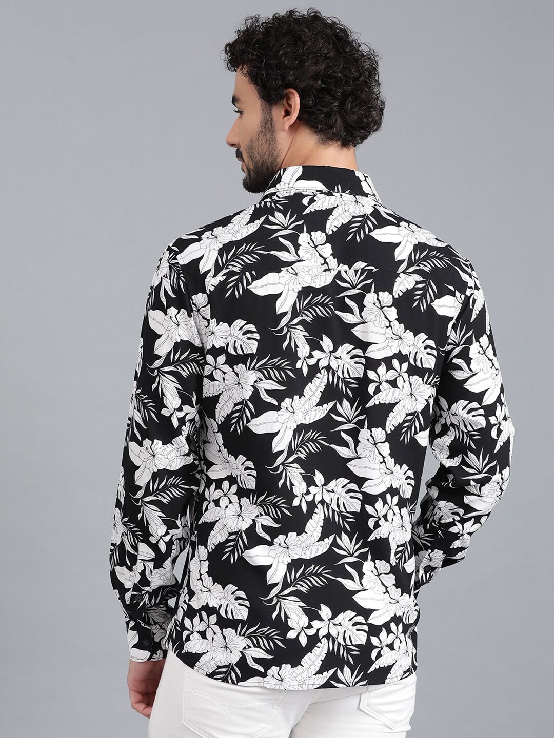 Kotty Men Spread Collar Tropical Printed Casual Shirt