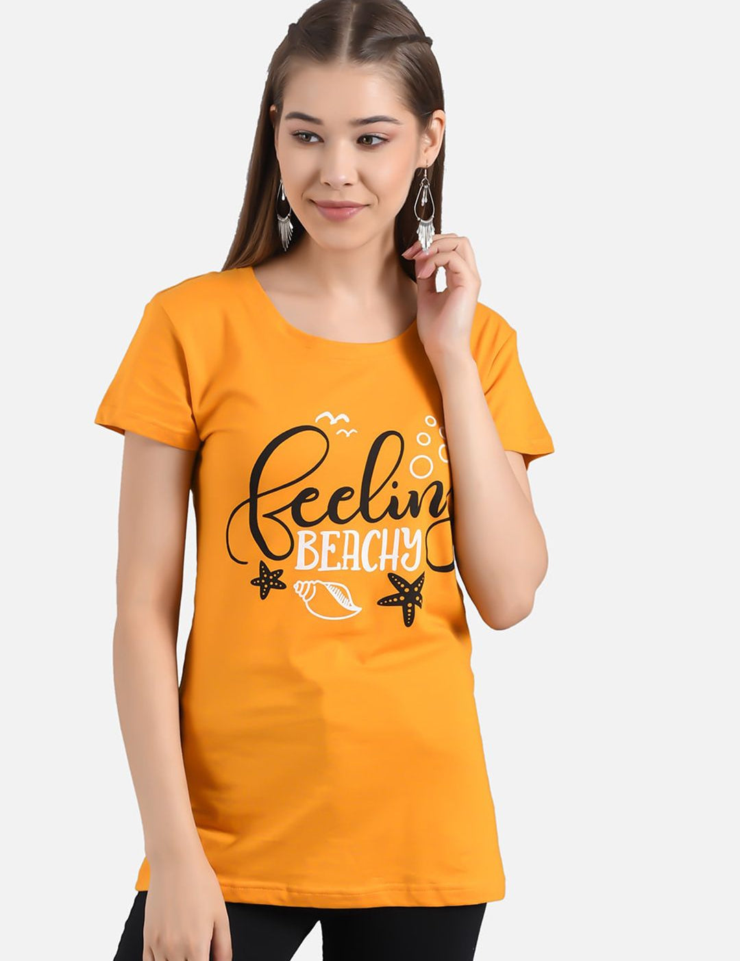 Kotty Women Set Of 2 Printed Round Neck T-shirt