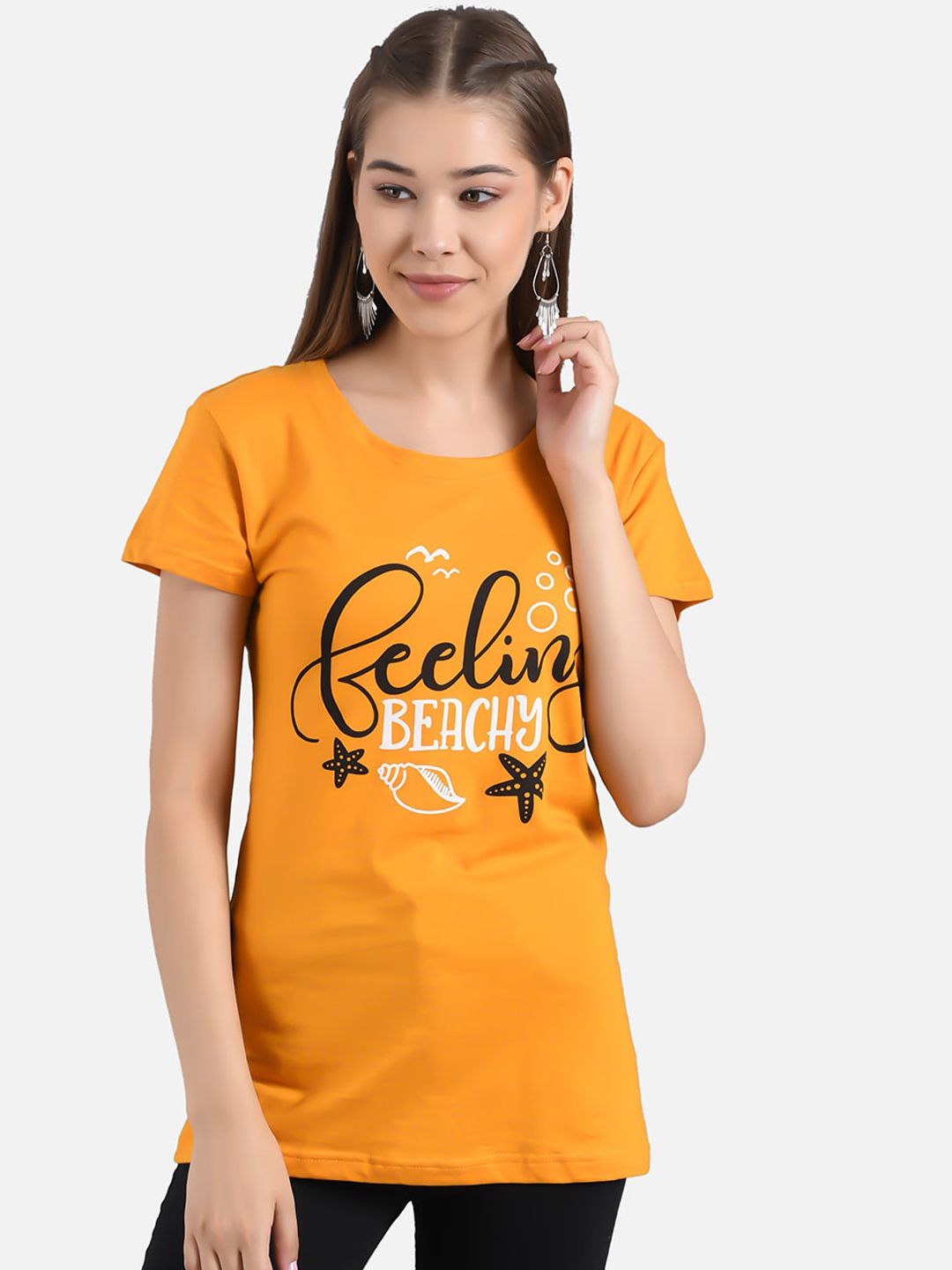 Kotty Women Set Of 2 Printed Round Neck T-shirt