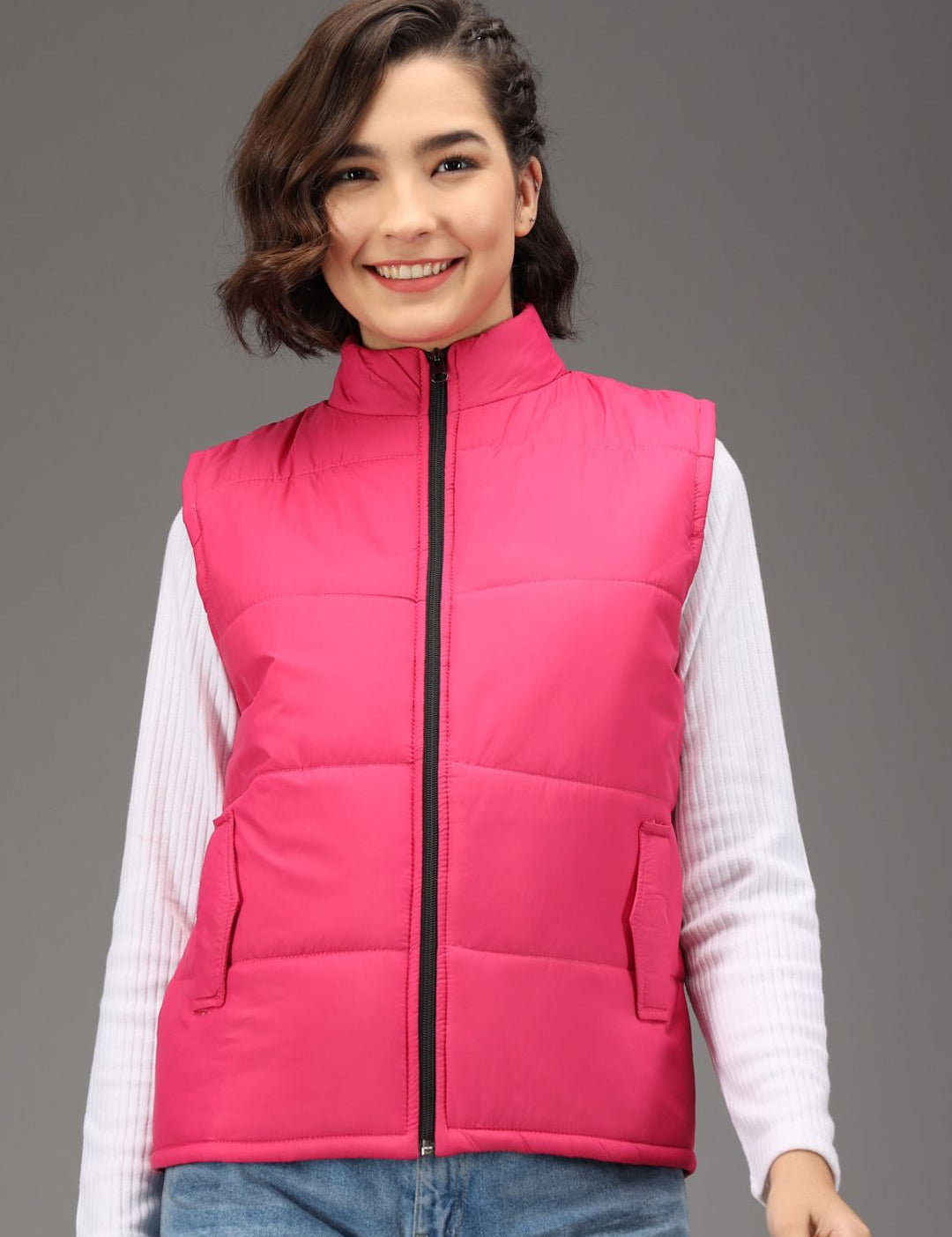 Kotty Women Pink Padded Sleeveless Puffer Jacket