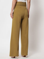 KOTTY BIZwear Women Brown Relaxed Straight Fit High-Rise Easy Wash Pleated Trousers