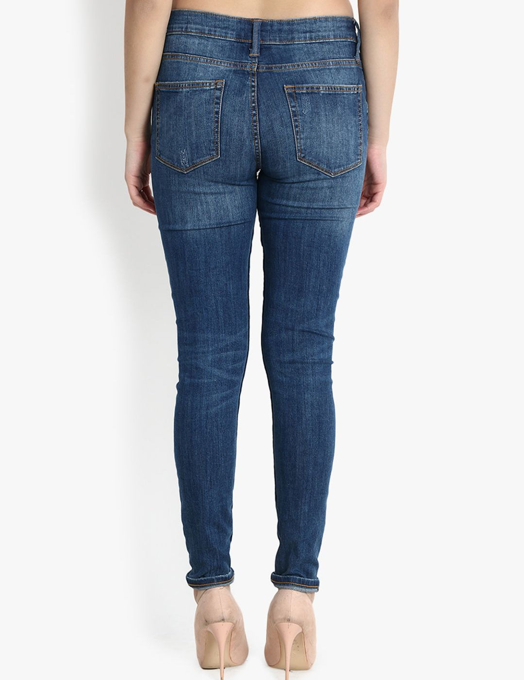 Kotty Women Blue Skinny Fit Mid-Rise Mildly Distressed Jeans