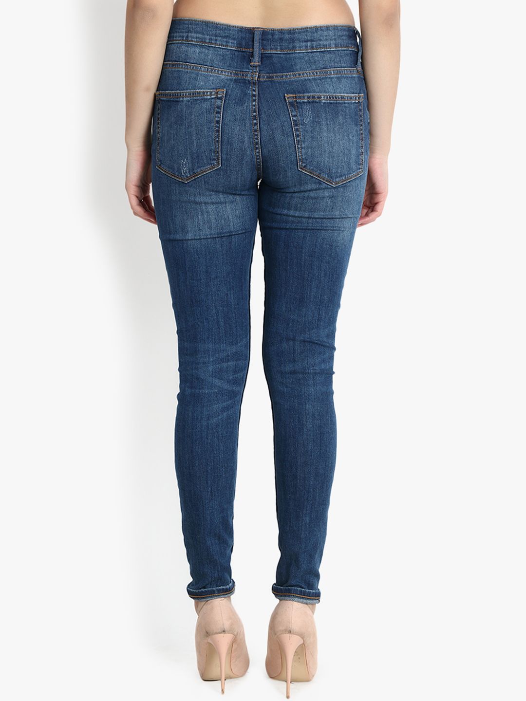 Kotty Women Blue Skinny Fit Mid-Rise Mildly Distressed Jeans