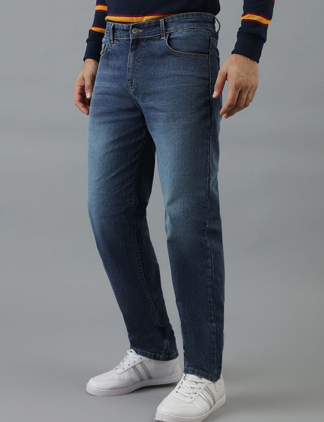 Kotty Men Blue Jean Slim Fit Clean Look Low-Rise Light Fade Stretchable Jeans