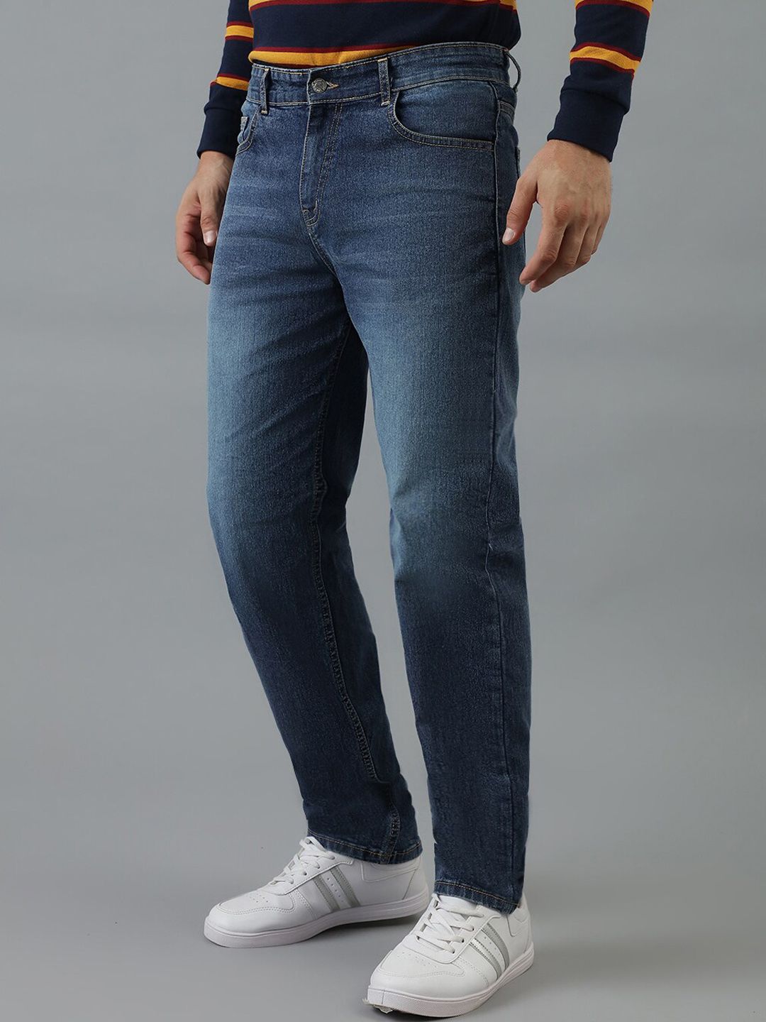 Kotty Men Blue Jean Slim Fit Clean Look Low-Rise Light Fade Stretchable Jeans