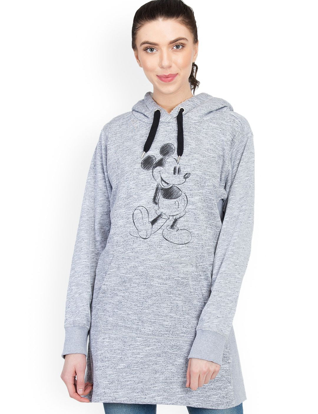 Kotty Women Grey Printed Longline Sweatshirt