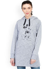 Kotty Women Grey Printed Longline Sweatshirt