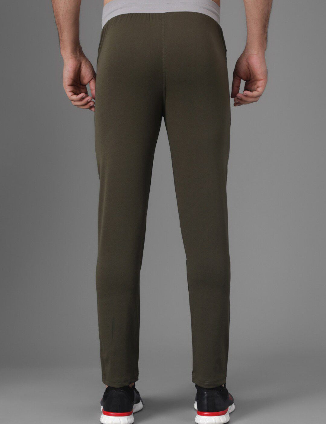 Kotty Men Olive Green Solid Slim Fit Training or Gym Trackpants