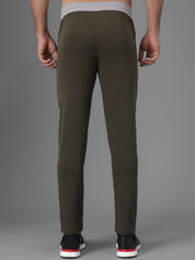 Kotty Men Olive Green Solid Slim Fit Training or Gym Trackpants