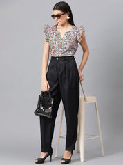 Kotty Floral Printed Sleeveless Round Neck Top