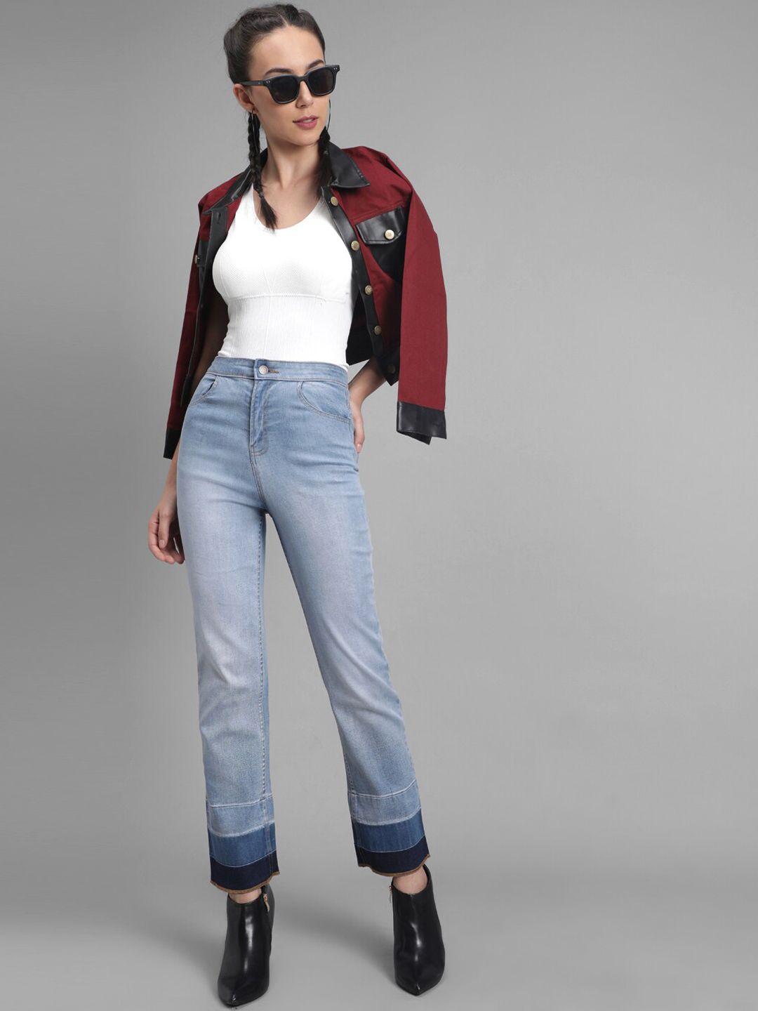 Kotty Women Blue Flared High-Rise Clean Look Jeans