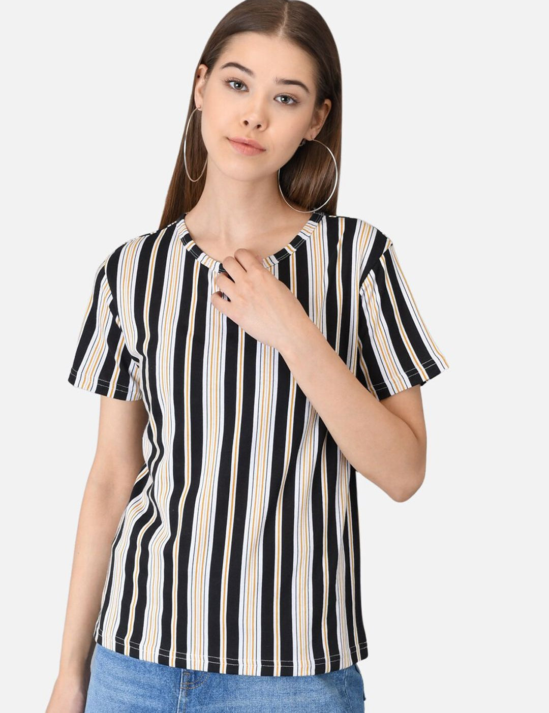 Kotty Women Pack Of 2 Striped Round Neck T-shirts