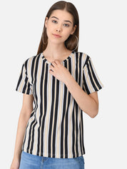 Kotty Women Pack Of 2 Striped Round Neck T-shirts