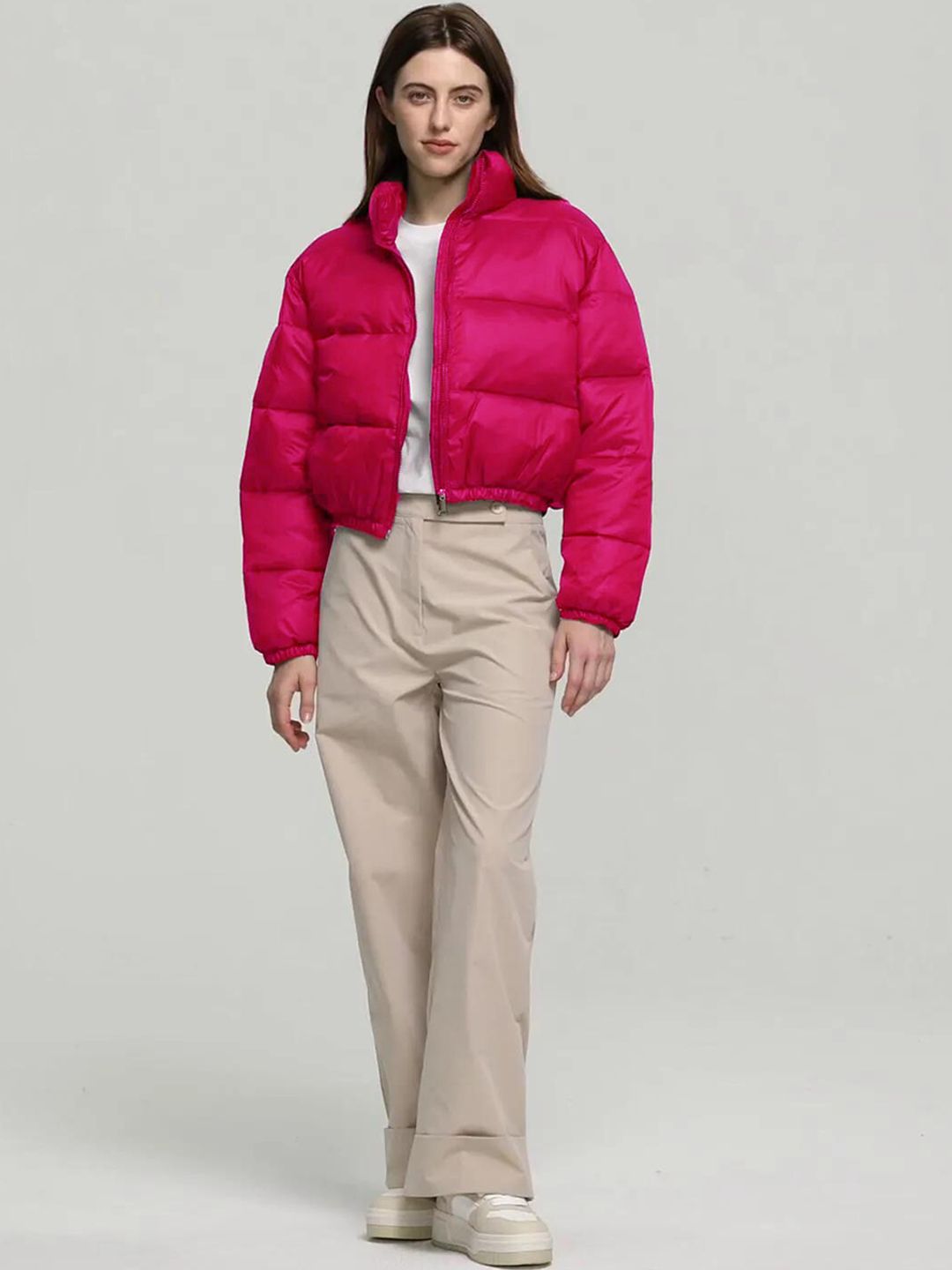 Kotty Mock Collar Crop Puffer Jacket