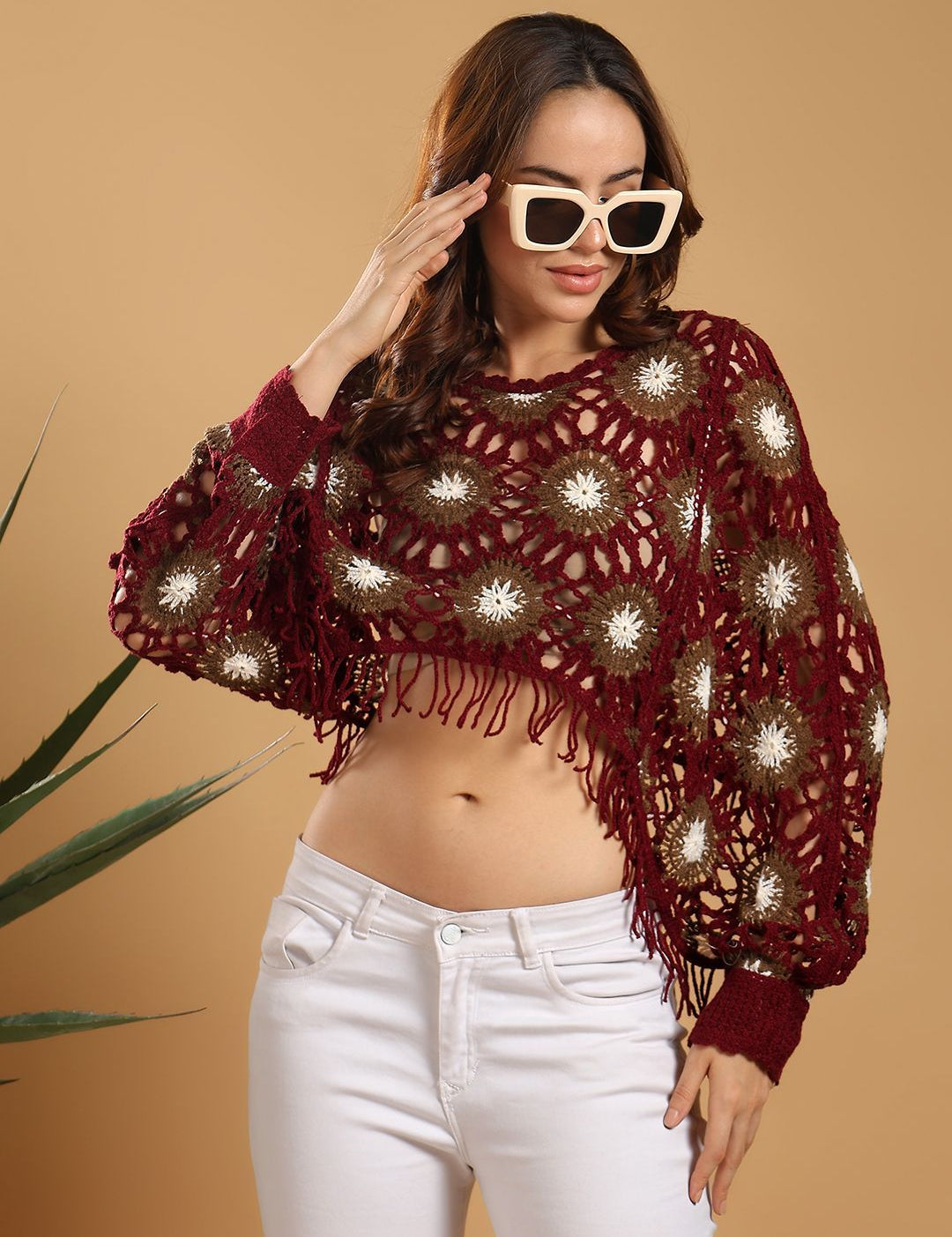 Kotty Self Design Cotton Crop Top