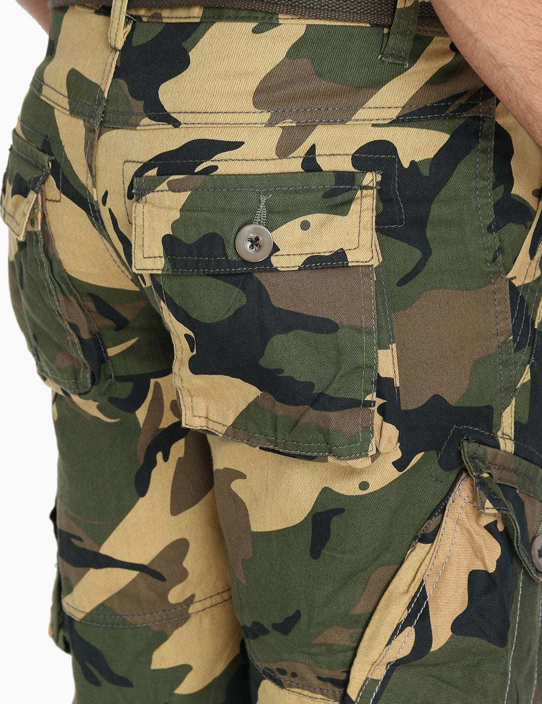 Kotty Men Yellow Printed Regular Fit Cargo Shorts