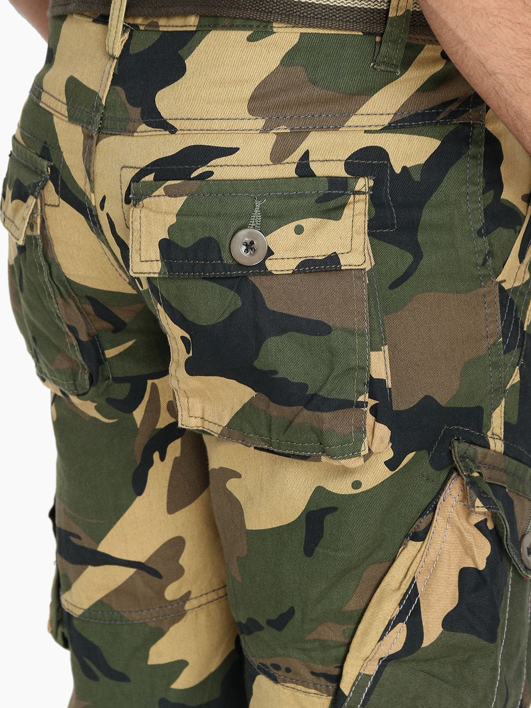 Kotty Men Yellow Printed Regular Fit Cargo Shorts