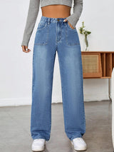 Kotty Women Jean Wide Leg Light Fade High-Rise Stretchable Jeans