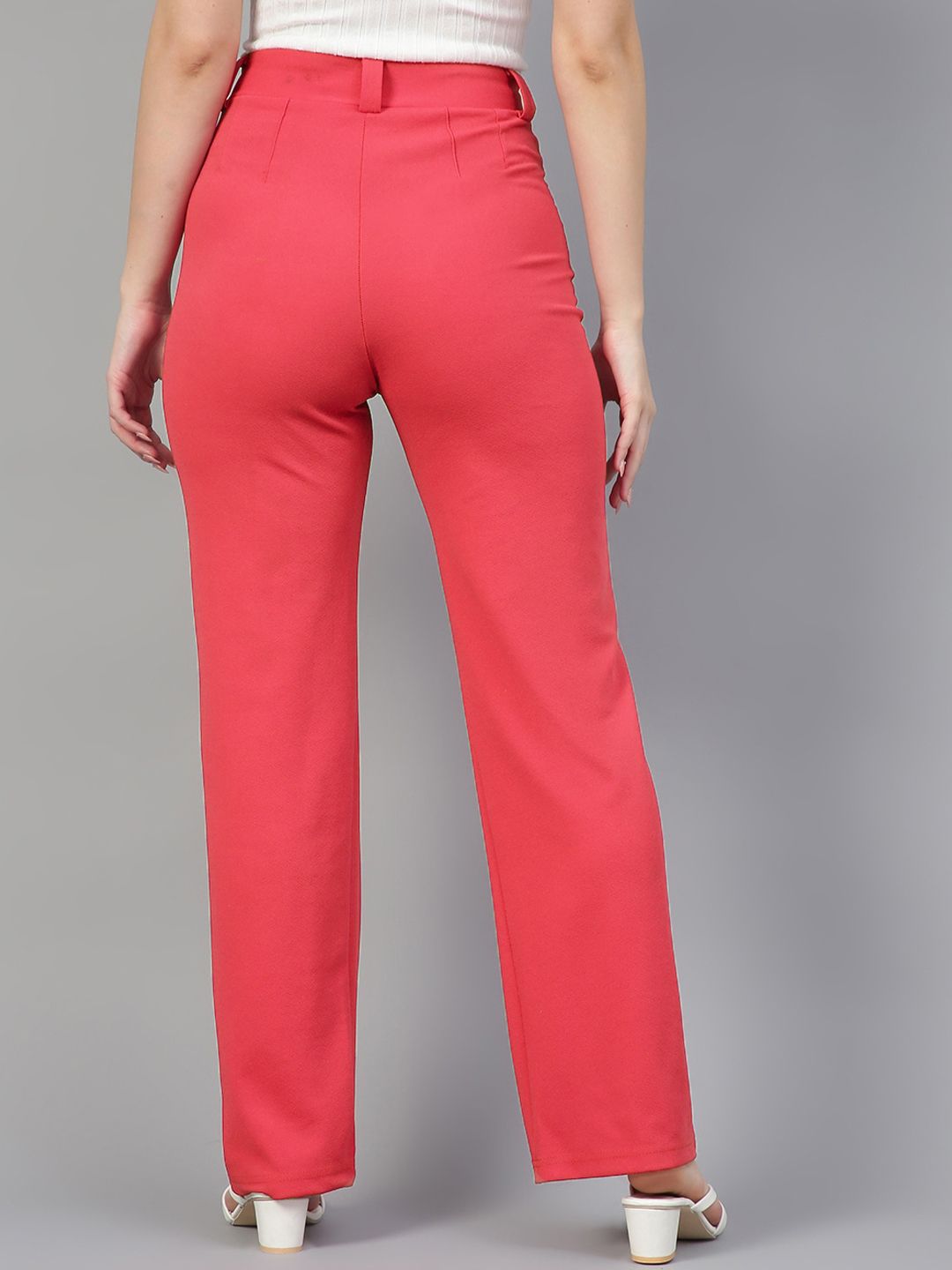 Kotty Women Pack Of 2 Relaxed Straight Leg High-Rise Easy Wash Trousers