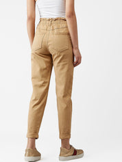 Kotty Women Beige Boyfriend Fit High-Rise Clean Look Jeans