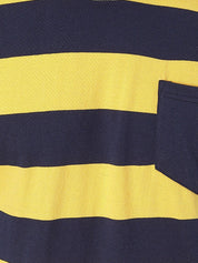 Kotty Men Yellow & Black Striped Round Neck T-shirt