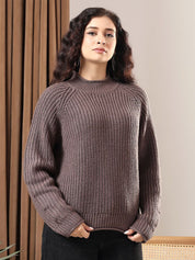 Kotty Women Ribbed Round Neck Pullover