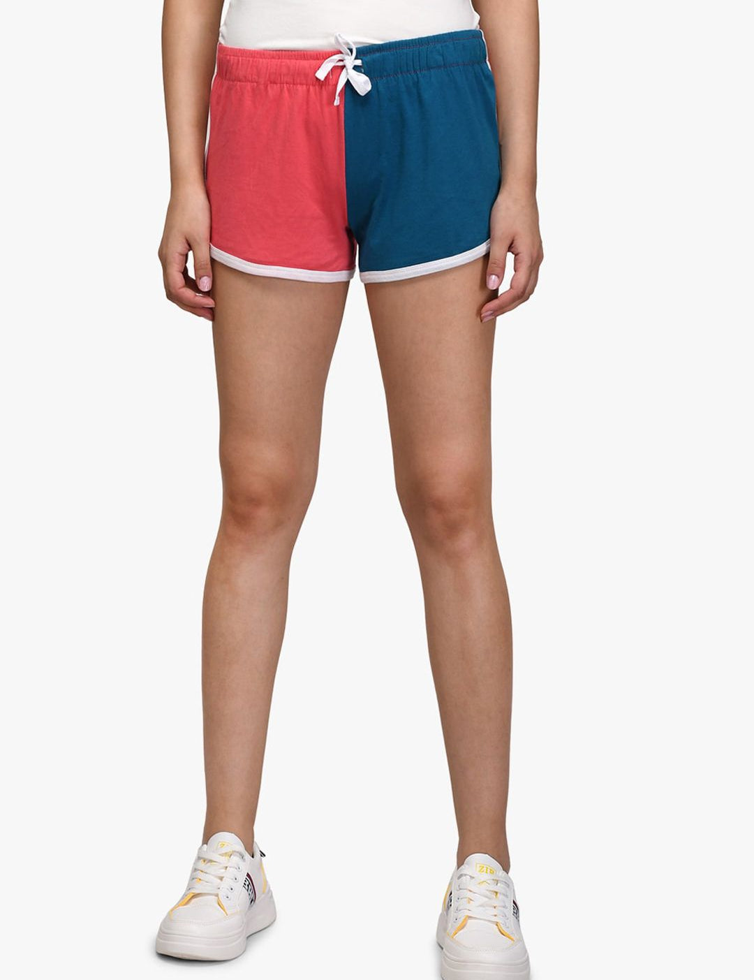 Kotty Women Red Colourblocked Regular Fit Regular Shorts