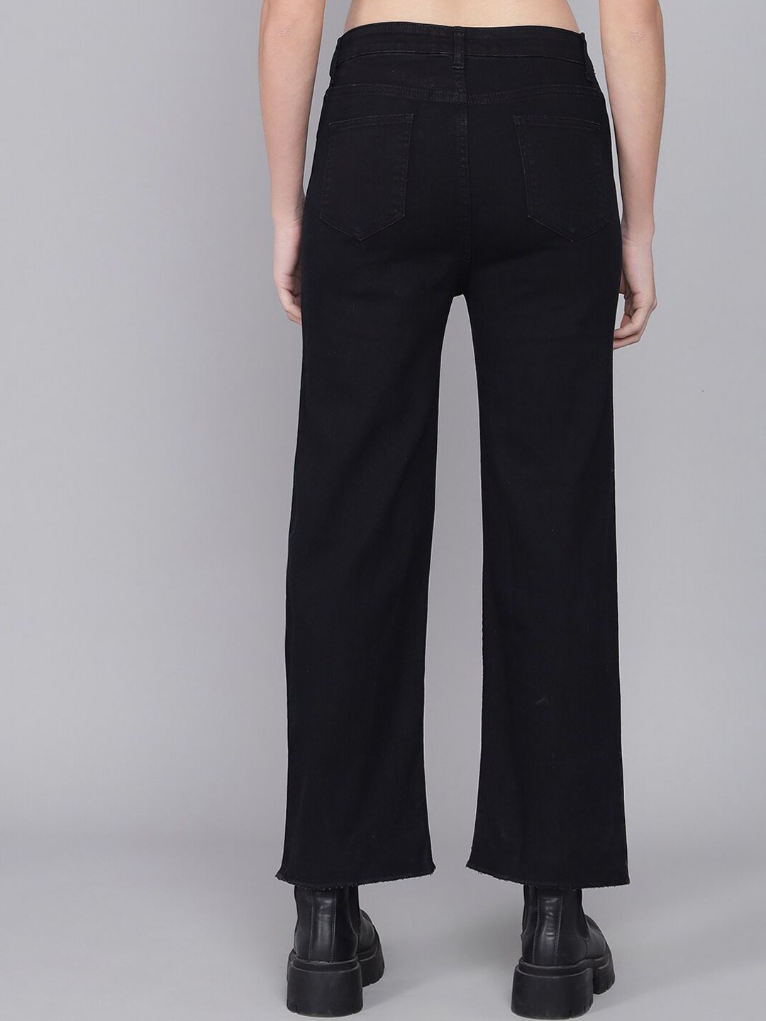 Kotty Women Blue Flared High-Rise Slash Knee Jeans