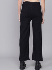 Kotty Women Blue Flared High-Rise Slash Knee Jeans