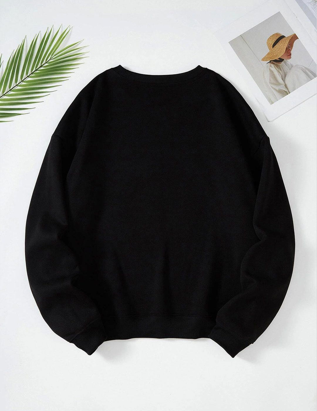 Kotty Typography Printed Fleece Pullover Sweatshirt