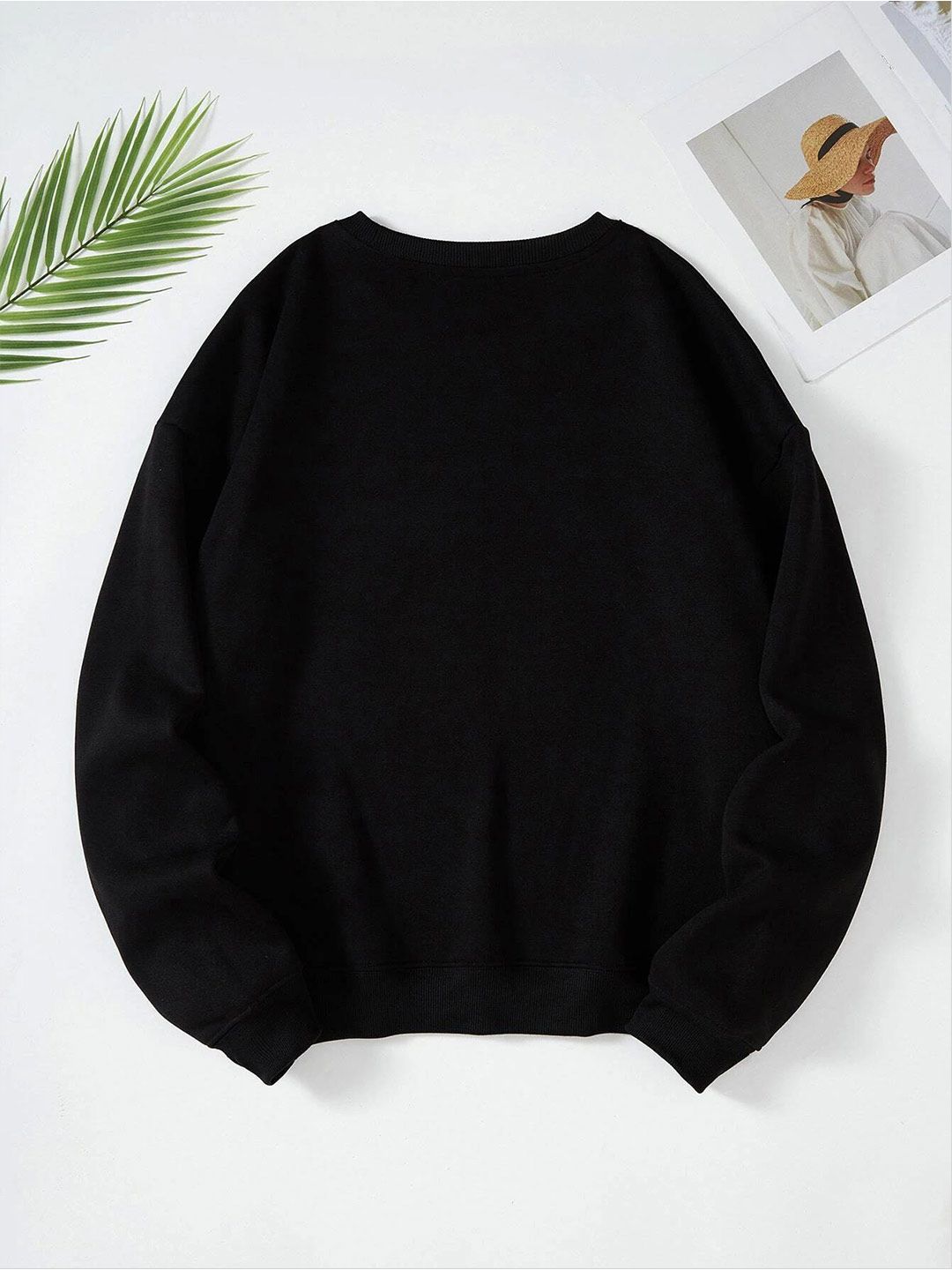 Kotty Typography Printed Fleece Pullover Sweatshirt