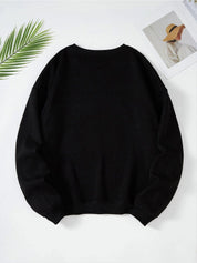 Kotty Typography Printed Fleece Pullover Sweatshirt