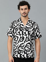 Kotty Men Abstract Printed Cuban Collar Casual Shirt