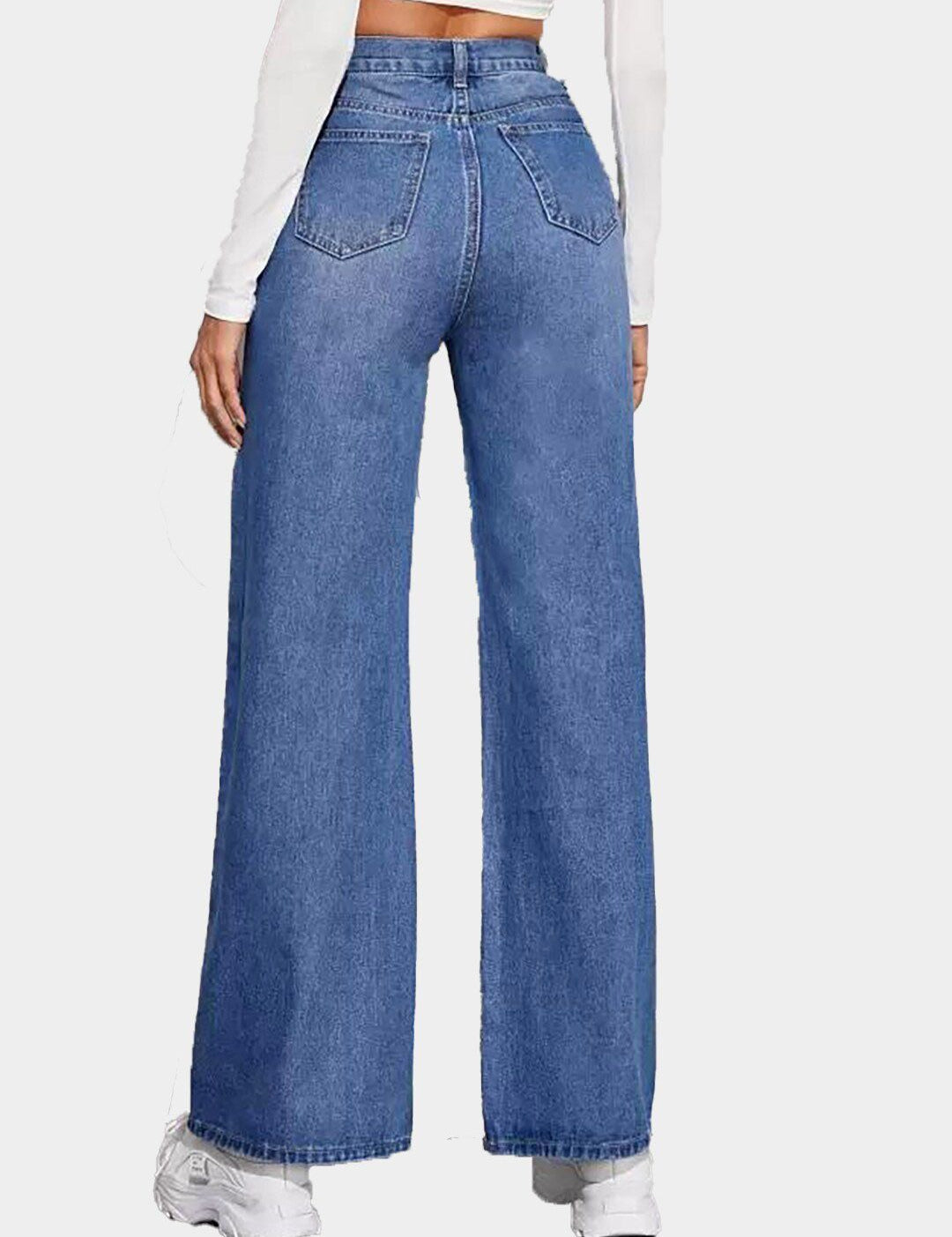 Kotty Women Blue Jean Straight Fit High-Rise Light Fade Stretchable Jeans