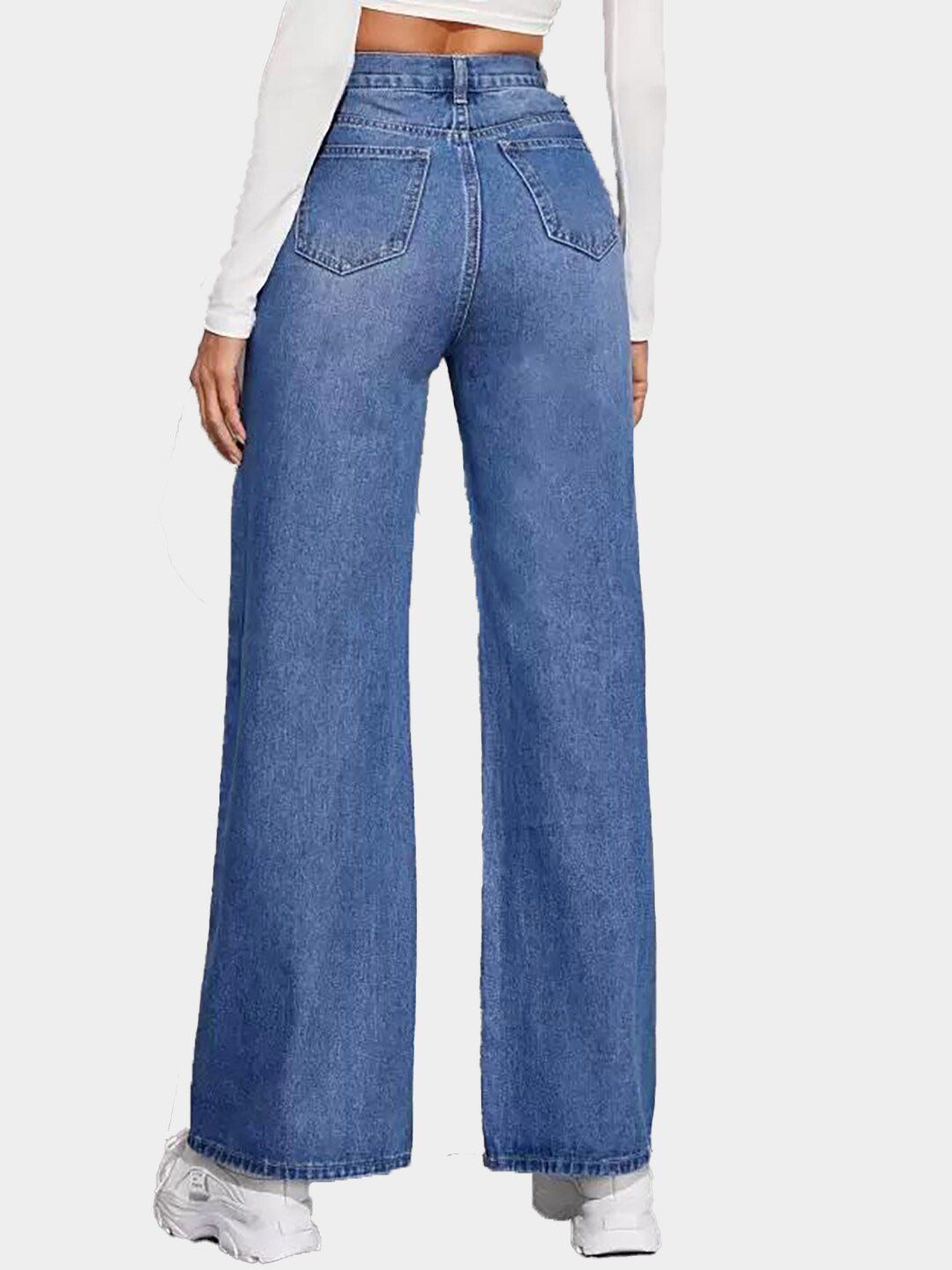 Kotty Women Blue Jean Straight Fit High-Rise Light Fade Stretchable Jeans