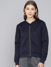 Kotty Women Navy Blue Geometric Lightweight Quilted Jacket