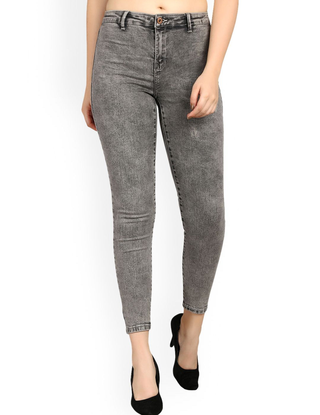Kotty Women Charcoal Skinny Fit High-Rise Clean Look Jeans