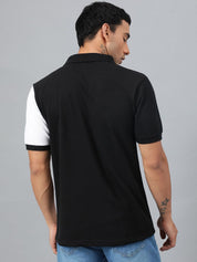 Kotty Men Colourblocked Polo Collar T-shirt