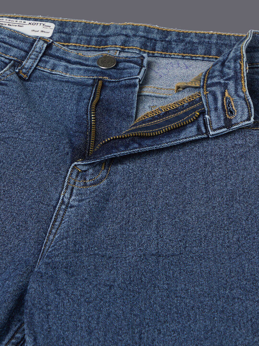 Kotty Women Blue Jean Straight Fit Light Fade Stretchable Jeans