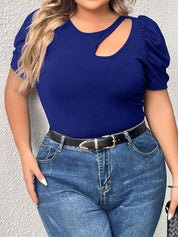 KOTTY Women Puff Sleeve Cut Out Detail Fitted Top