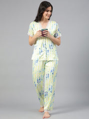 Kotty Floral Printed Satin Night Suit