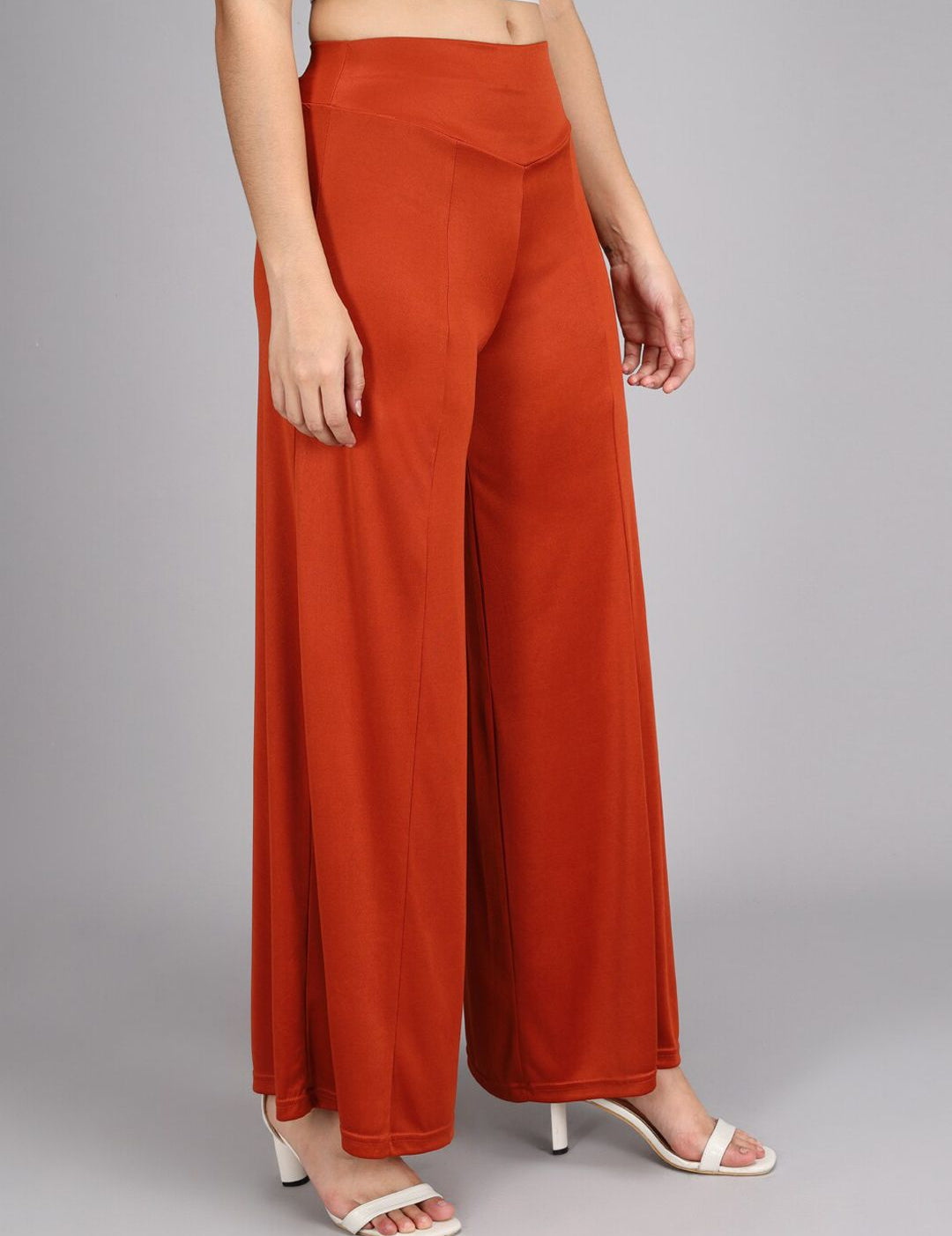 Kotty Women Maroon Flared High-Rise Parallel Trousers