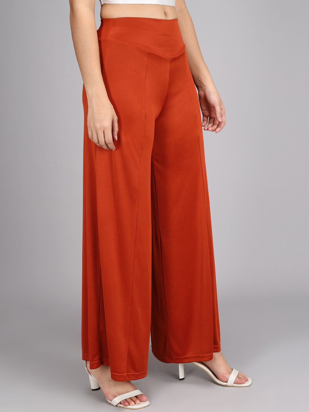 Kotty Women Maroon Flared High-Rise Parallel Trousers