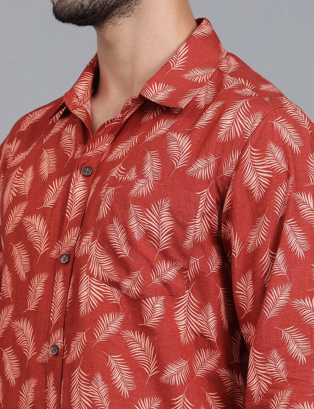 Kotty Men Spread Collar Tropical Printed Casual Shirt