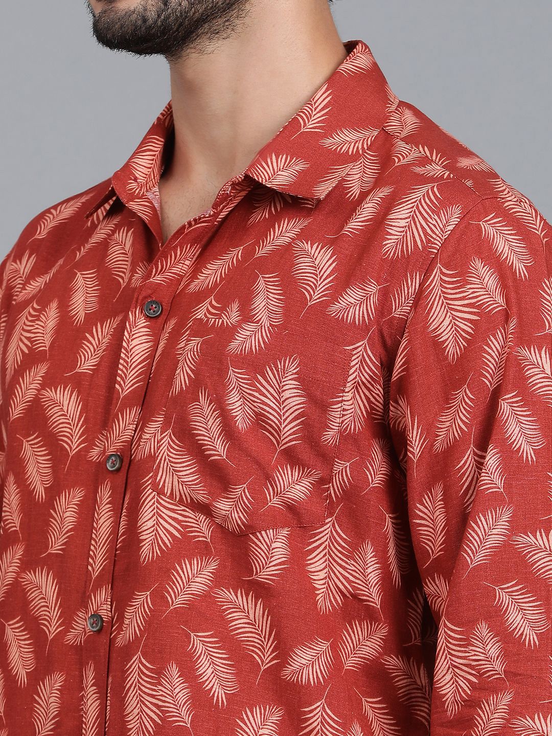 Kotty Men Spread Collar Tropical Printed Casual Shirt