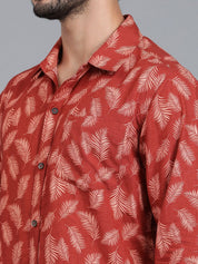 Kotty Men Spread Collar Tropical Printed Casual Shirt
