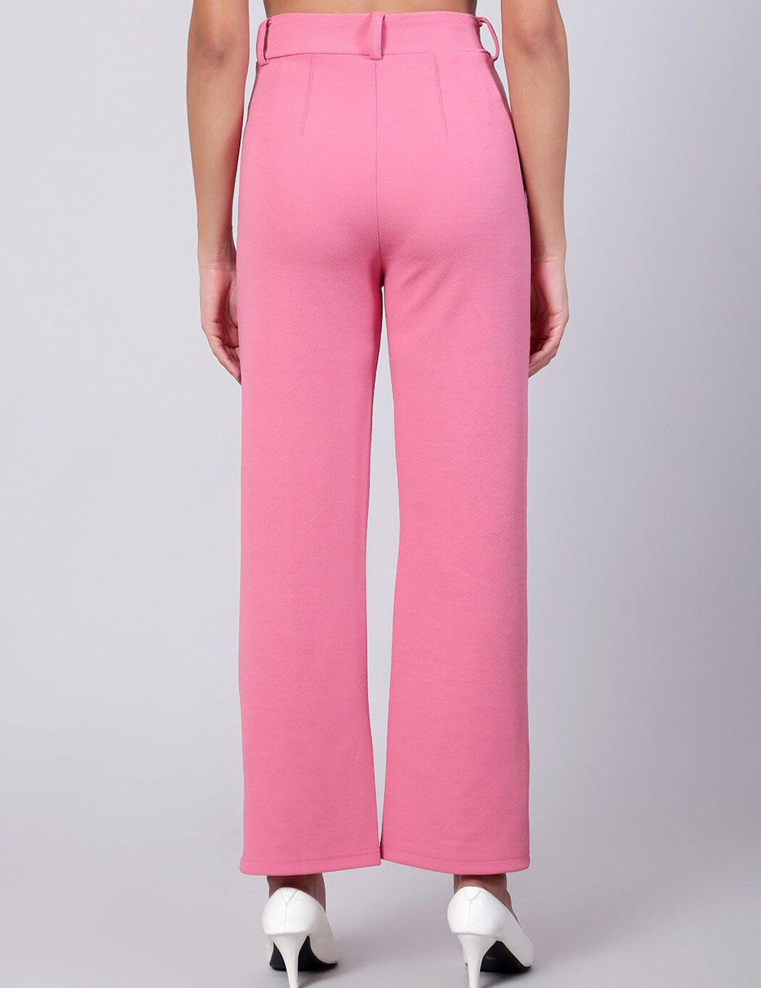 Kotty Women Relaxed Straight Fit High-Rise Easy Wash Trousers